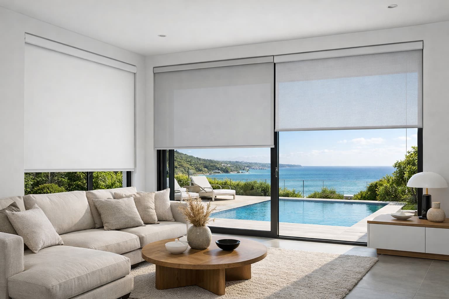 Modern roller blinds in a Sydney living room