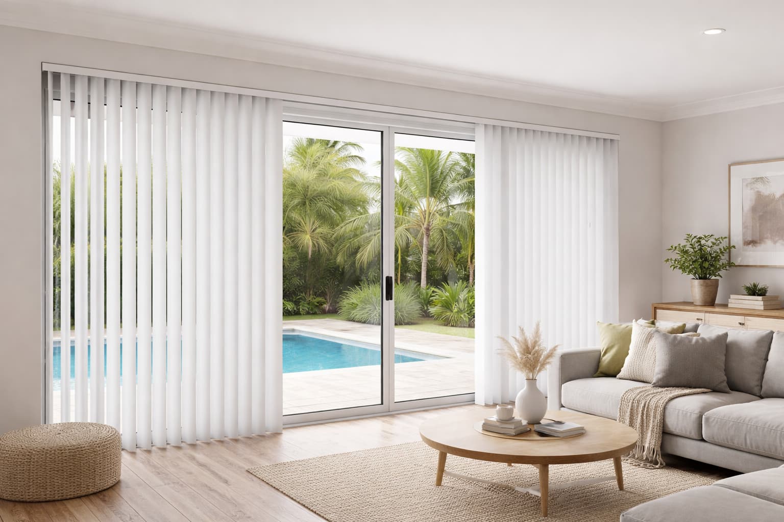 Vertical blinds in a modern Sydney living space